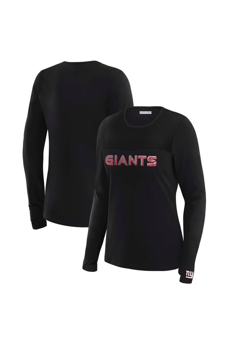 Women's WEAR by Erin Andrews x Gracie Hunt Black New York Giants Mesh Panel Long Sleeve T-Shirt, Alternate, color, Black