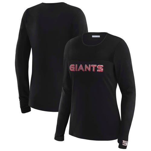 Wear By Erin Andrews X Gracie Hunt Black New York Giants Mesh Panel Long Sleeve T-shirt
