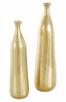 VIVIAN LUNE HOME Golden Set of 2 Vase Set