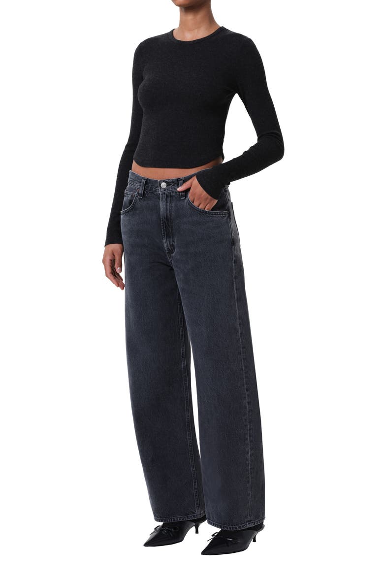 Neema Ribbed Long Sleeve T-Shirt, Alternate, color, KATNISS BLACK HEATHER