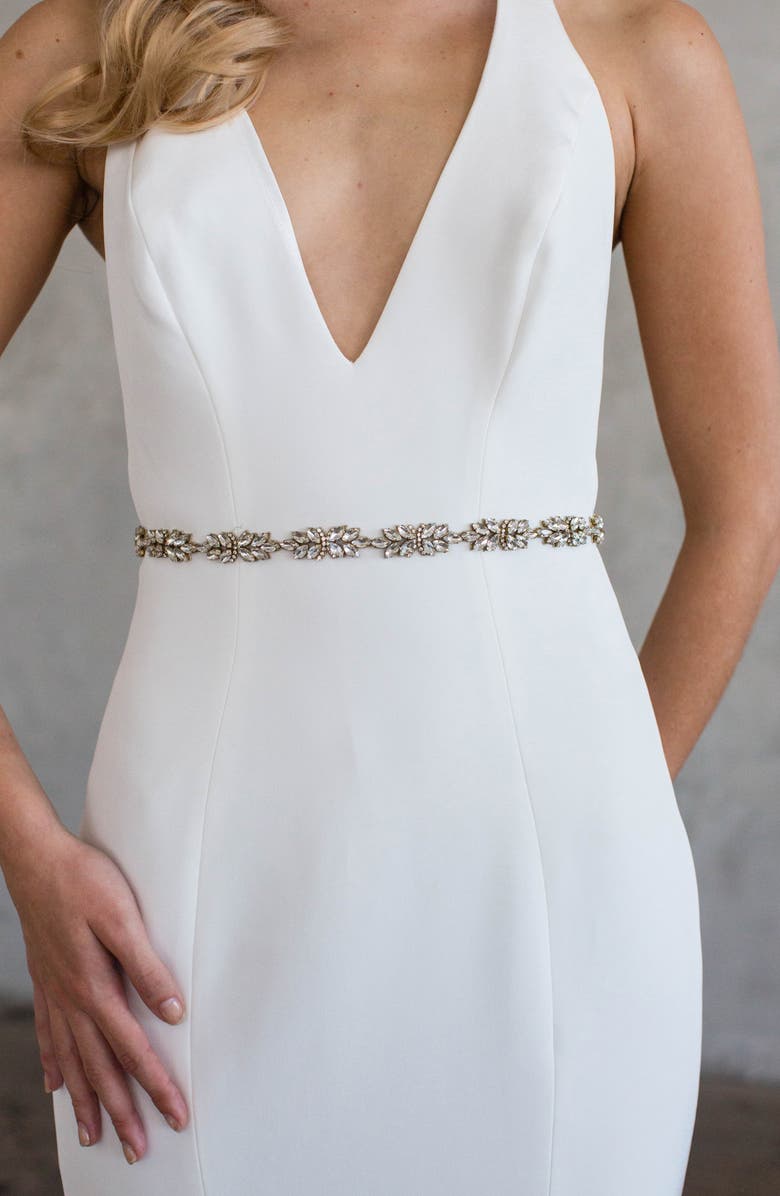 Brides & Hairpins Evanthea Crystal Sash, Main, color, 