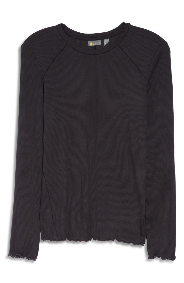 Zella Lettuce Edge Long Sleeve Rib T-Shirt, Alternate, color,