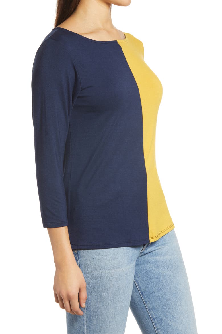 Colorblock Top, Alternate, color, NAVY/ YELLOW