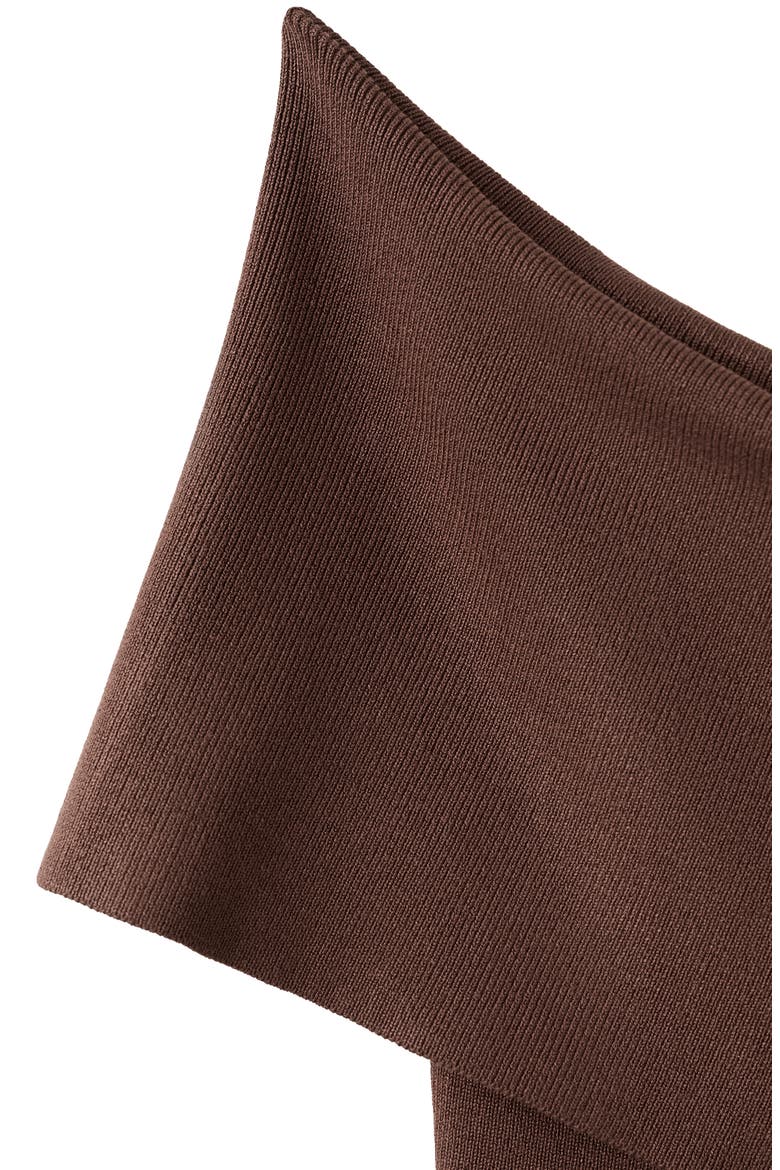 Off the Shoulder Rib Top, Alternate, color, CHOCOLATE