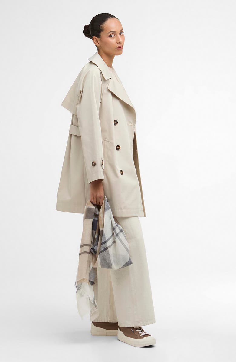 Barbour Adare Showerproof Water Resistant Trench Coat, Alternate, color, Mist/ Dress Navy Tartan