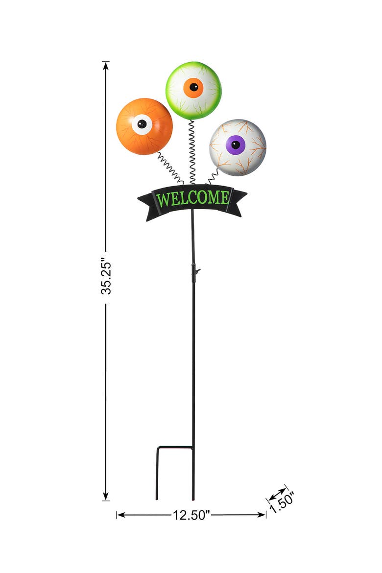 Halloween Metal WELCOME Spring Eyeballs Yard Stake, Alternate, color, White