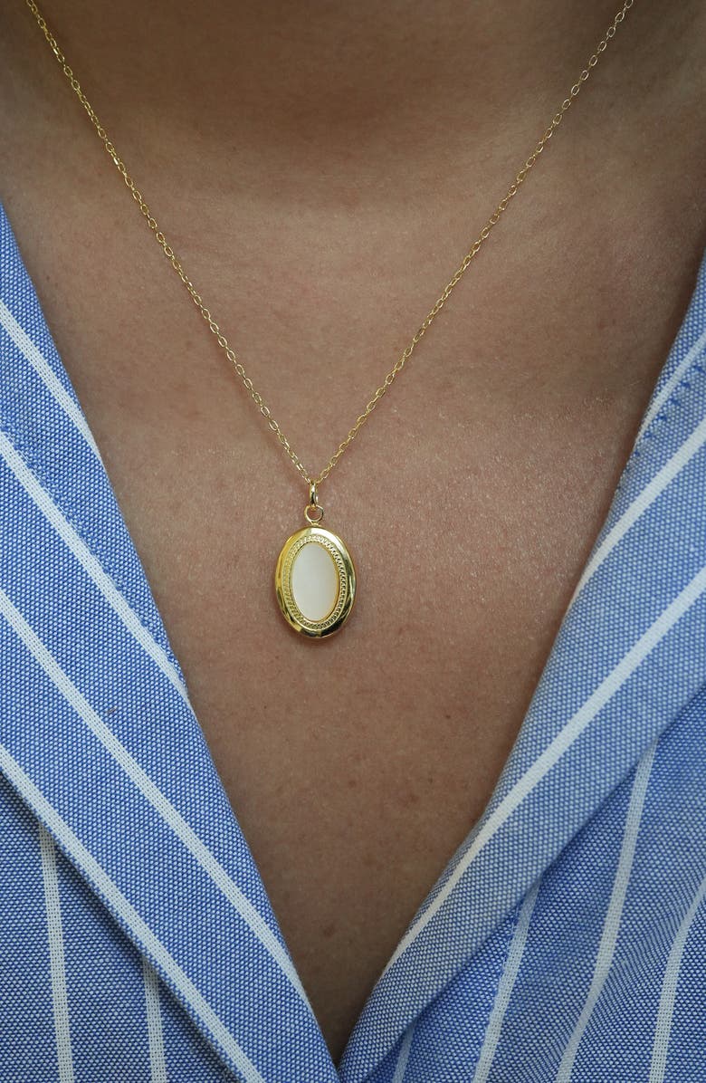 Argento Vivo Sterling Silver Mother-of-Pearl Oval Pendant Necklace, Alternate, color, Gold