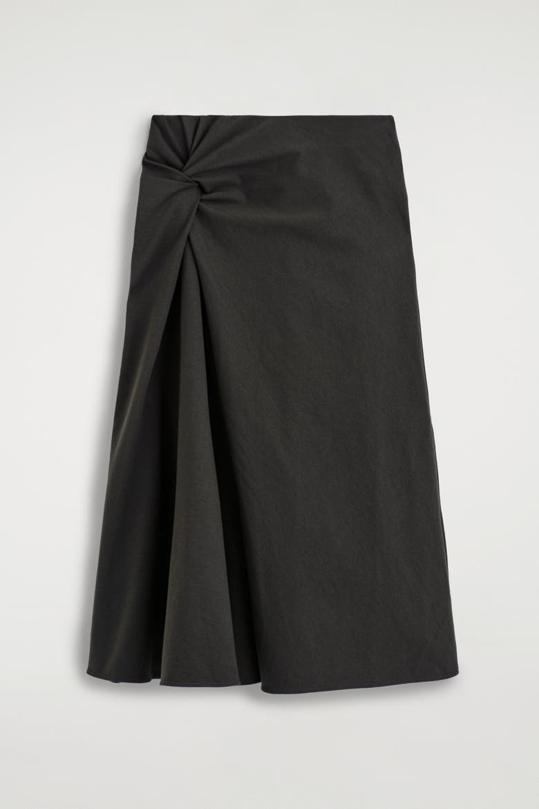 Twist-Detail Jersey Midi Skirt, Main, color, DARK GREEN