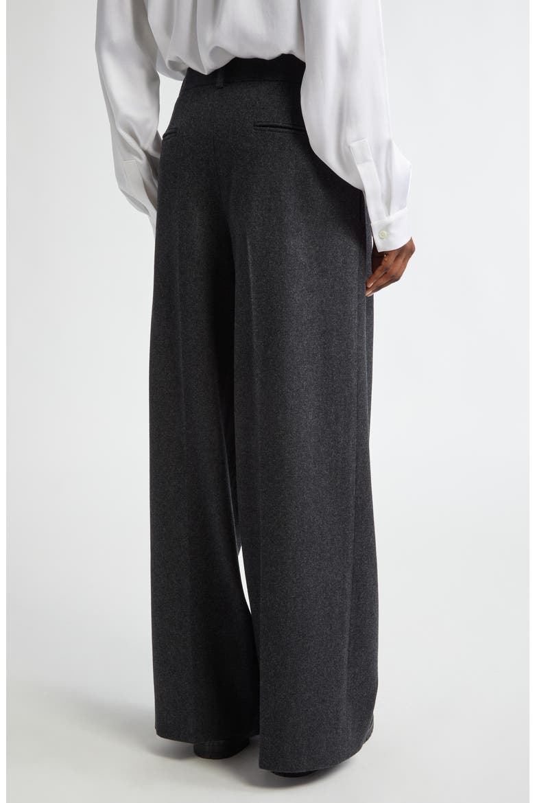 Pleated Wool Stretch Flannel Baggy Pants, Alternate, color, CHARCOAL MELANGE