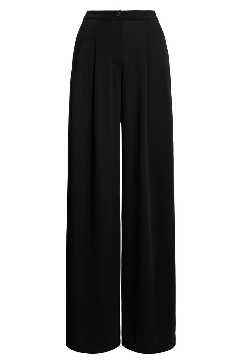 Pleated Wide Leg Knit Pants, Alternate, color, BLACK
