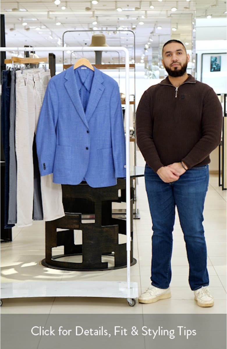 Hyperlight Soft Light Blue Slub Wool & Silk Blend Sport Coat, sales video thumbnail