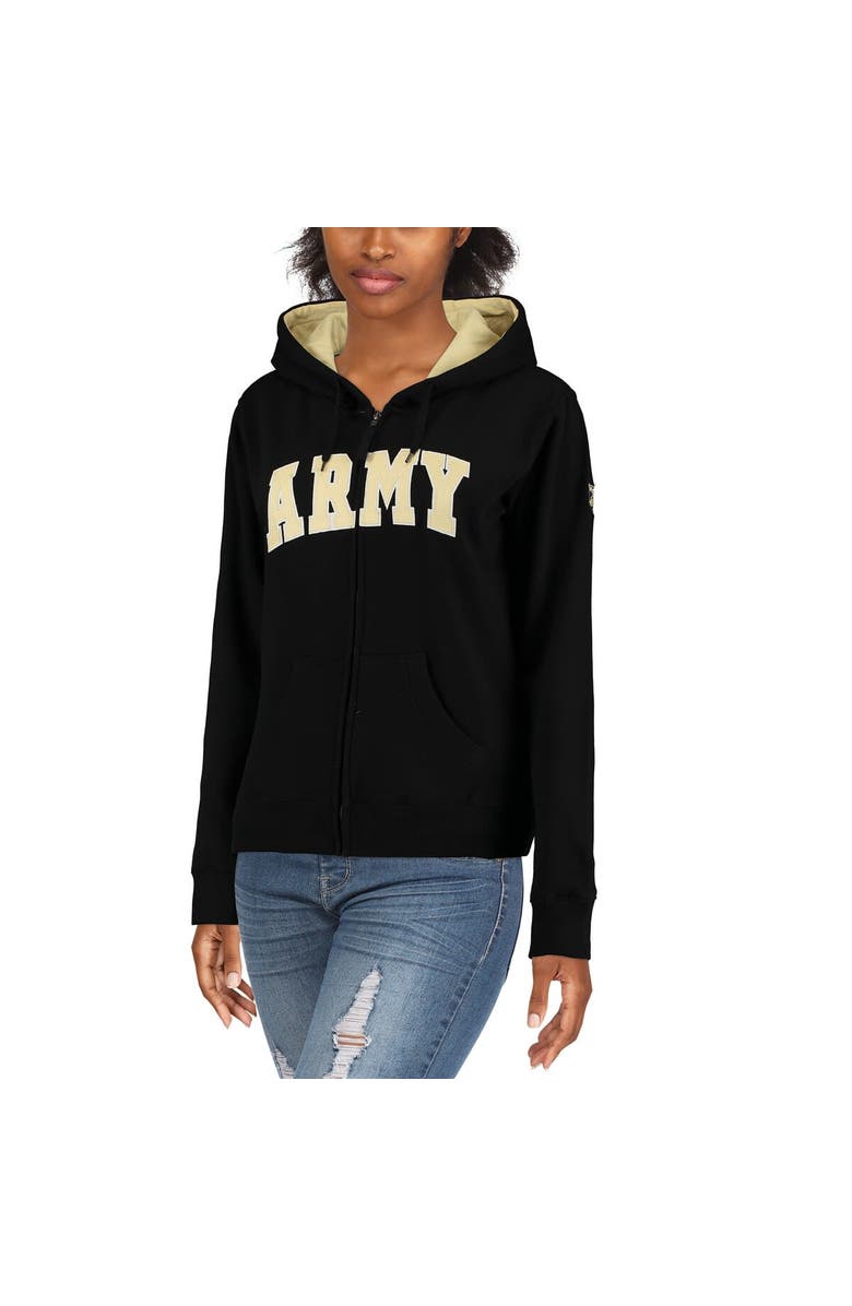 COLOSSEUM Women's Stadium Athletic Black Army Black Knights Helmet Arched Name Full-Zip Sweatshirt, Alternate, color, Black