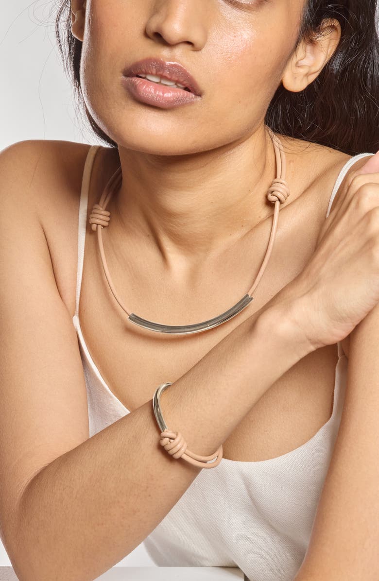 Lady Grey Leather Bond Bracelet, Alternate, color, Silver/ Tan