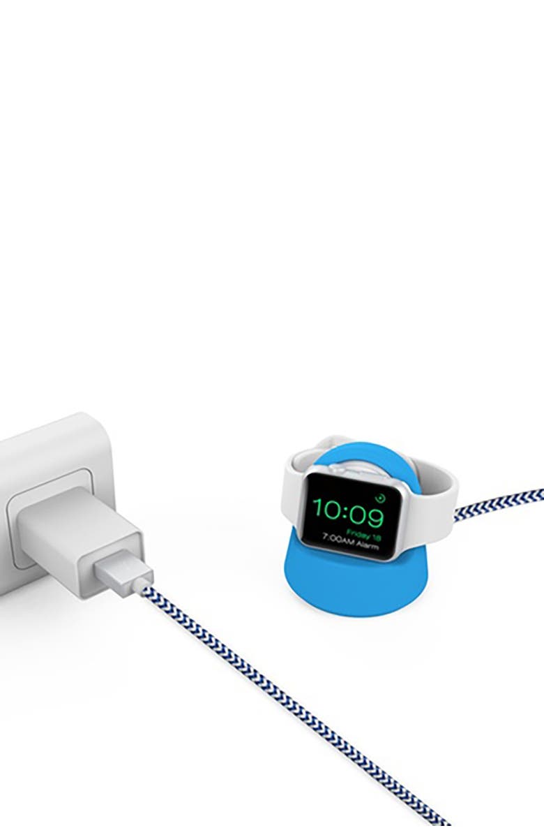 The Posh Tech Blue/White Certified 5Ft Braided Apple Watch Charging Cable & Stand 2-Piece Set, Alternate, color,