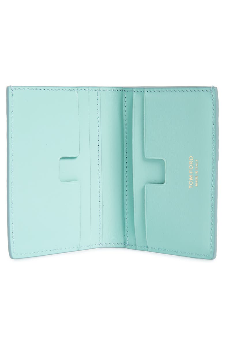 TOM FORD T-Line Croc Embossed Leather Bifold Card Case, Alternate, color, 