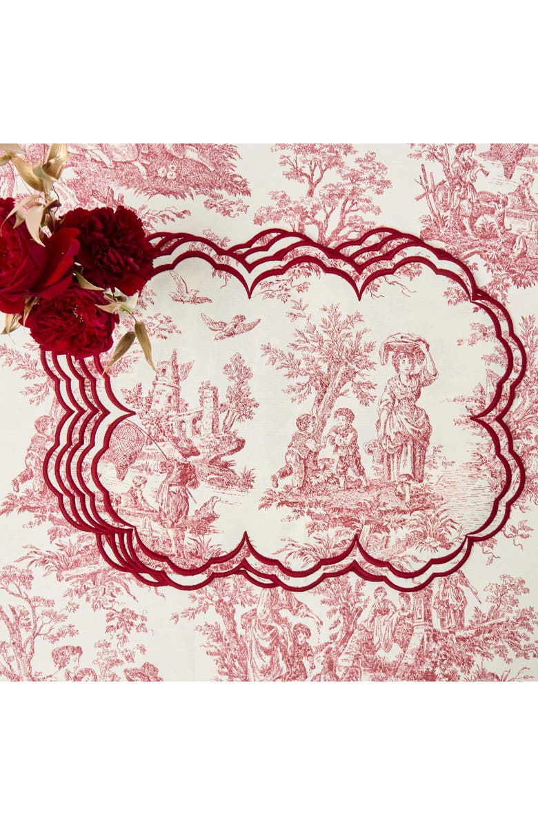 Mrs. Alice Claudette Burgundy Toile Placemats, Main, color, Red