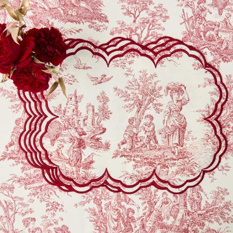 Claudette Burgundy Toile Placemats (Set of 4)