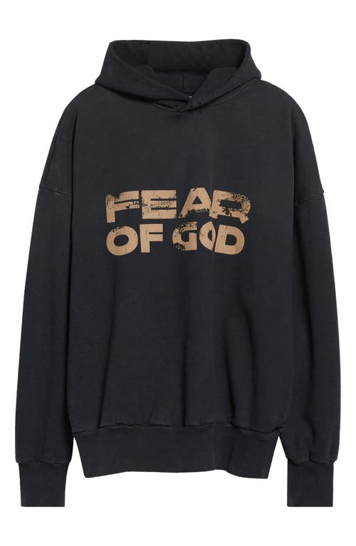 Fear Of God Black Vintage-effect Sweatshirt With Logo Print In Black