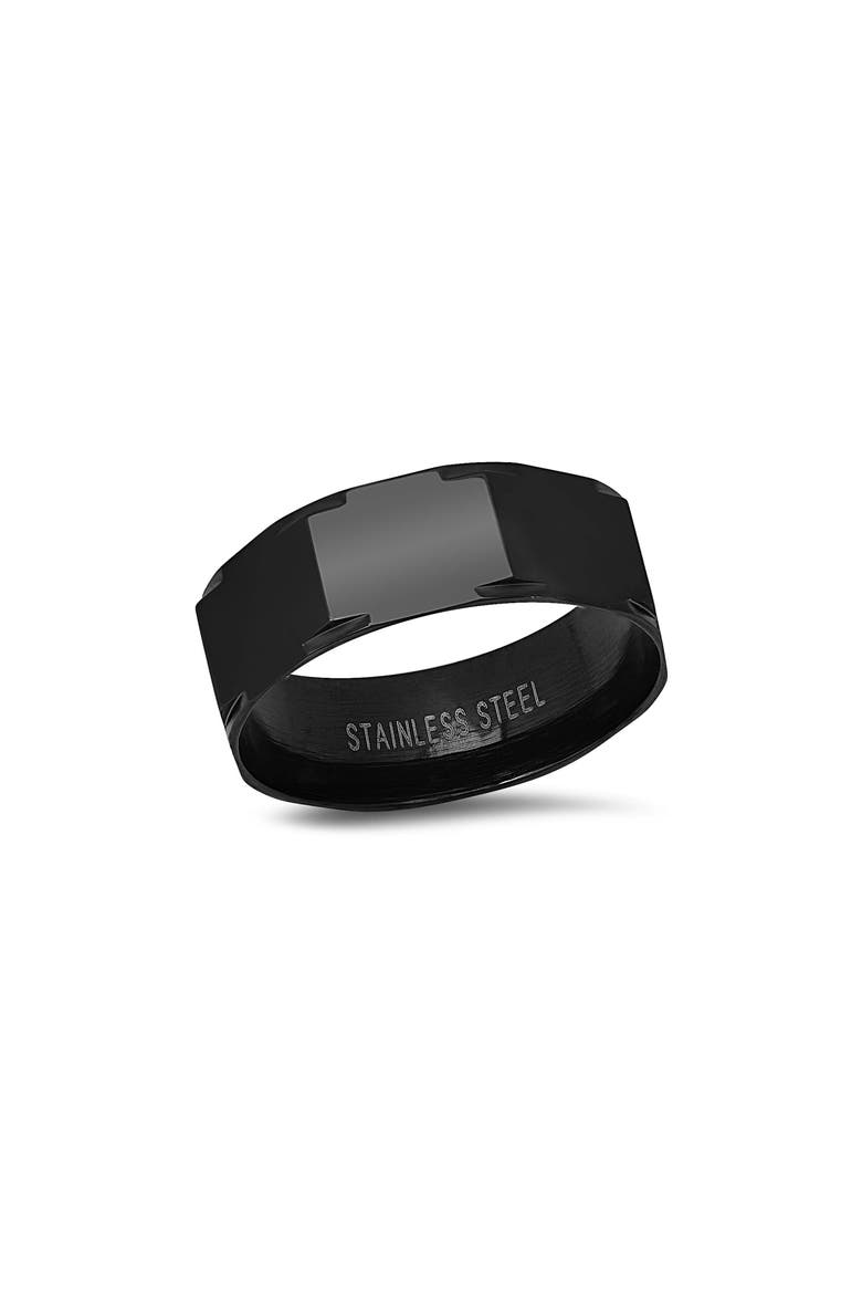 Men's Ion Plated Stainless Steel Band Ring, Main, color, BLACK