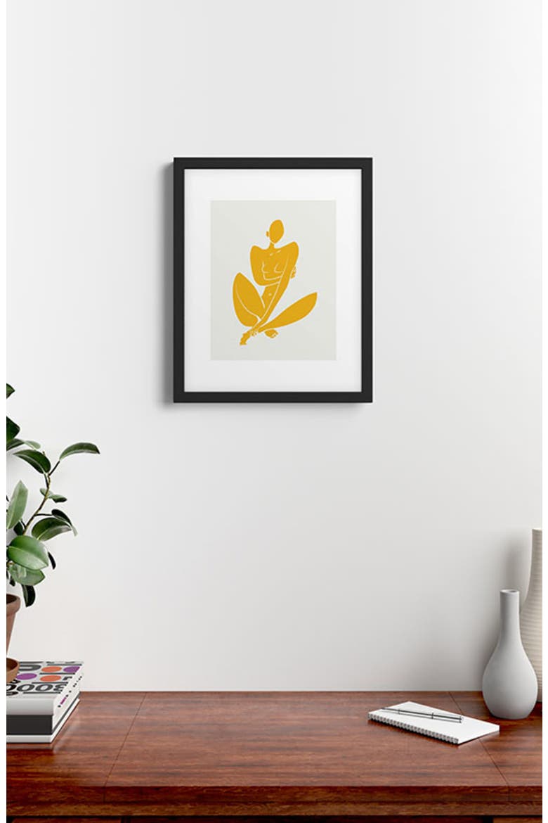 Little Dean Sitting Nude in Yellow Framed Art Print, Alternate, color, YELLOW