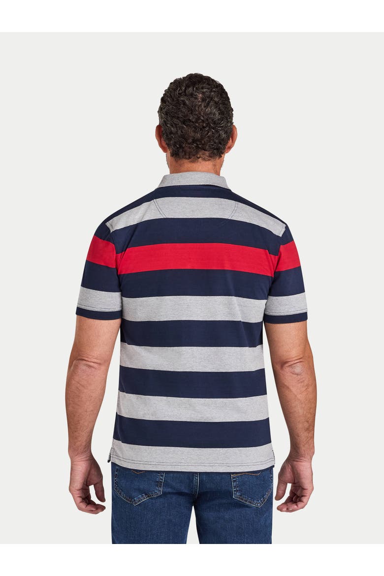 Short Sleeve Contrast Stripe Polo Shirt, Alternate, color, Red