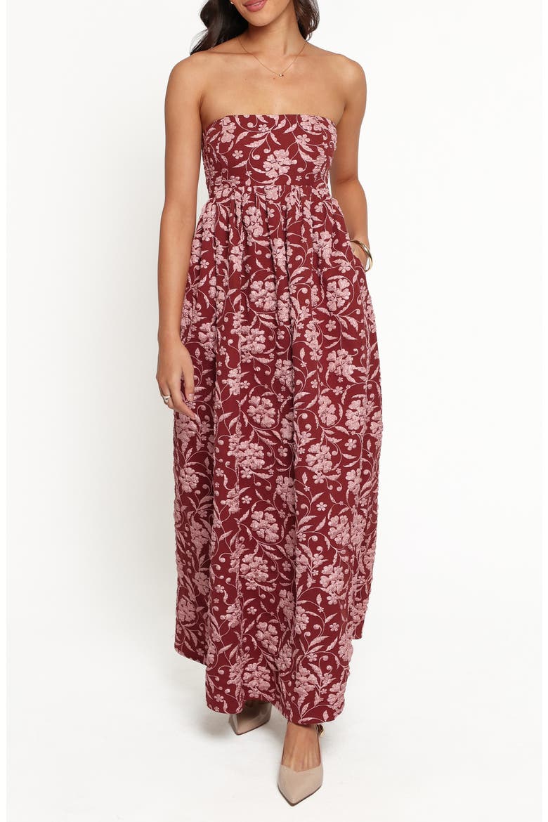 Orabella Strapless Maxi Dress, Main, color, RED FLORAL