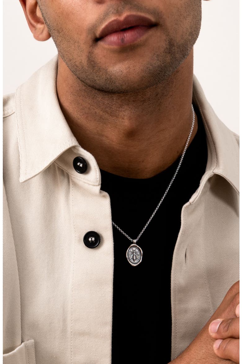 Men's Achievement Wasp Talisman Necklace, Alternate, color, Sterling Silver