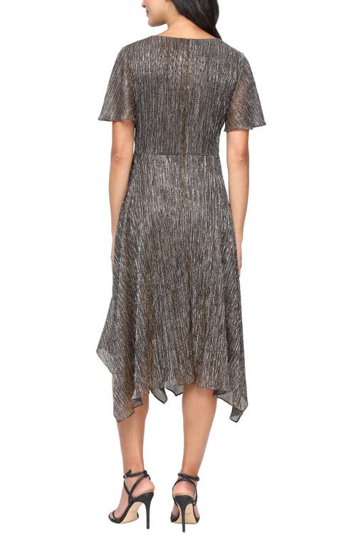 Sl Fashions Knot Front Metallic Midi Cocktail Dress In Multi
