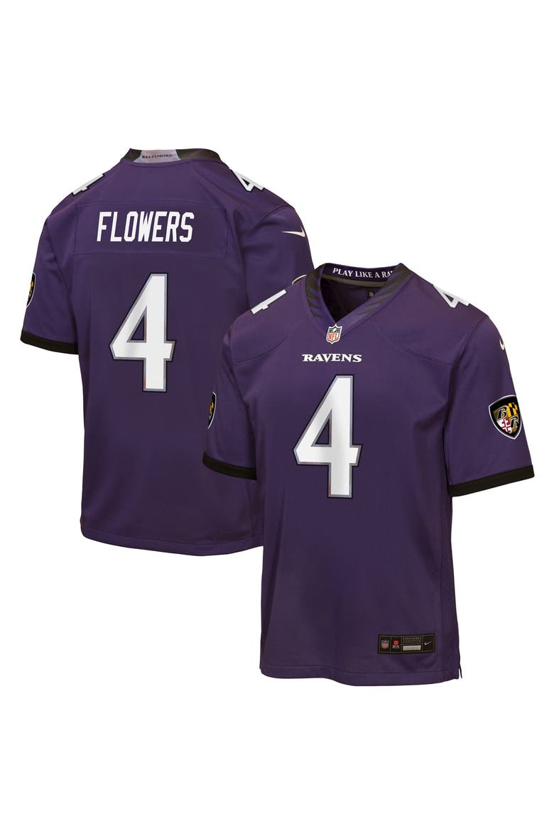 Youth Nike Zay Flowers Purple Baltimore Ravens Game Jersey, Main, color, Purple