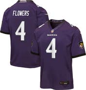 Nike Youth Nike Zay Flowers Purple Baltimore Ravens Game Jersey