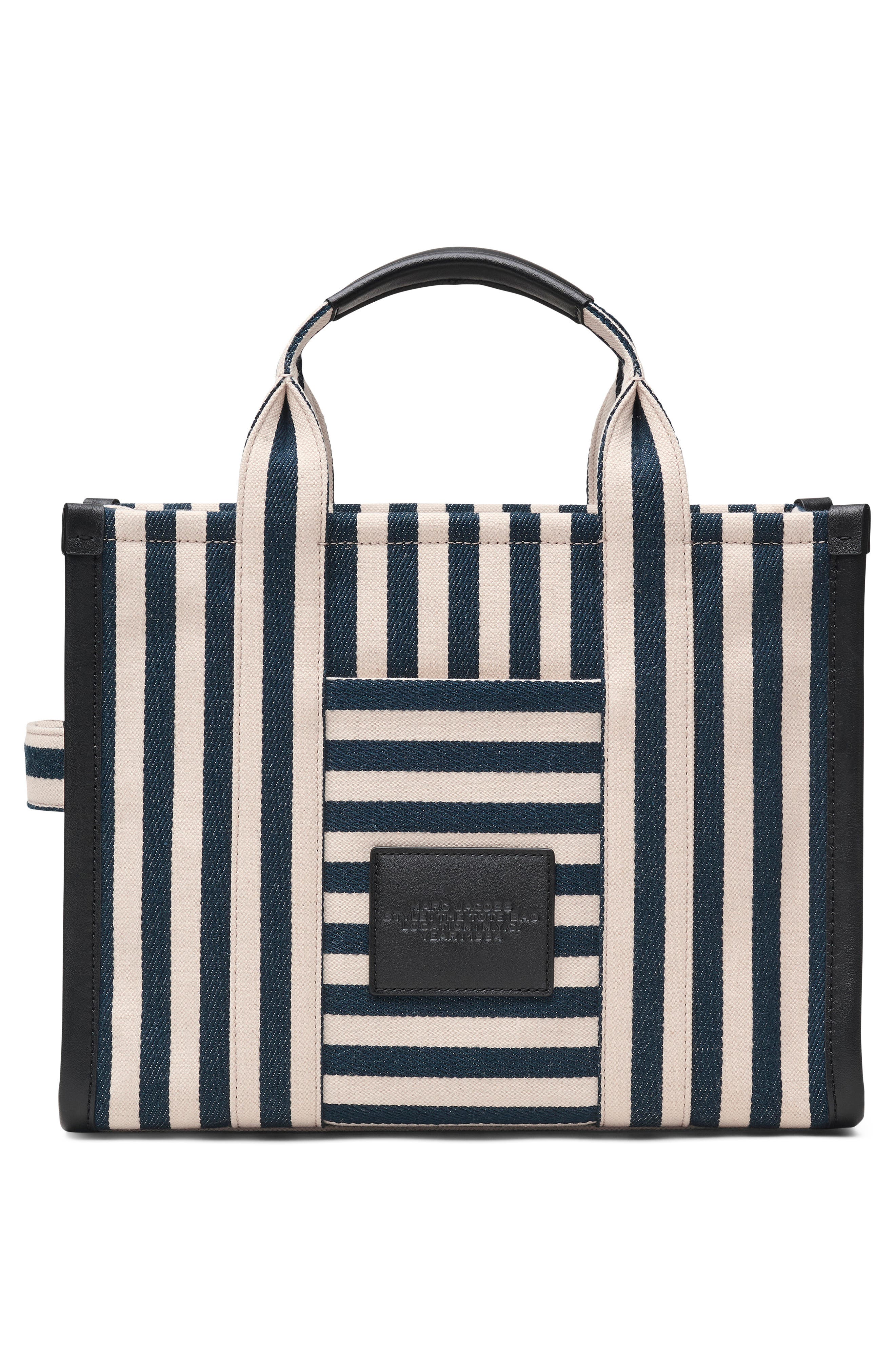Marc Jacobs The Stripe Canvas Medium Tote, Alternate, color, Blue Sea Multi