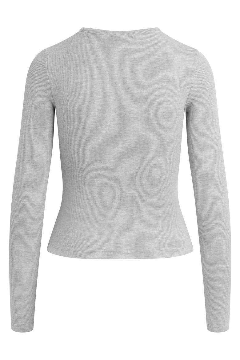 The Long Sleeve Rib Henley, Alternate, color, HEATHER GREY