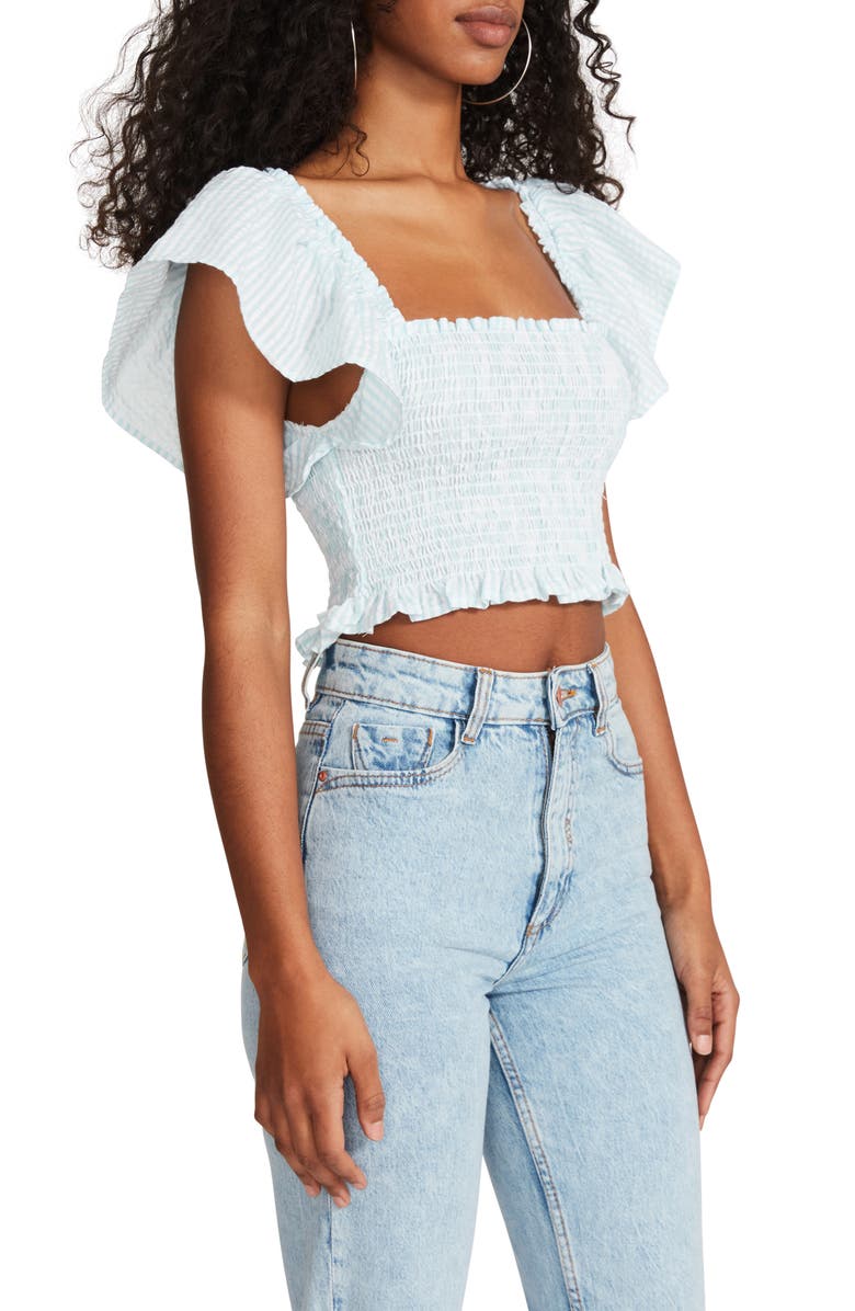 BB Dakota by Steve Madden Sucker For You Smocked Crop Top, Alternate, color, 