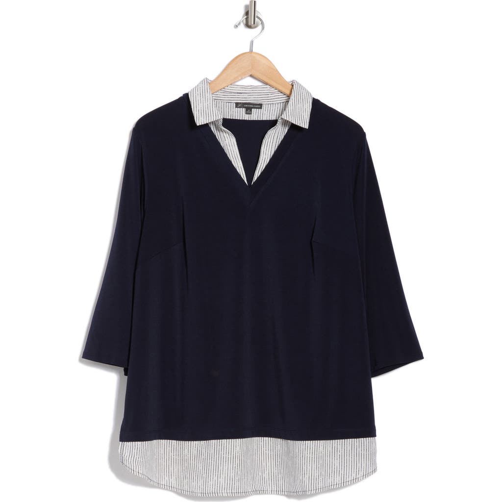 ADRIANNA PAPELL ADRIANNA PAPELL STRIPE TWOFER SWEATER TOP