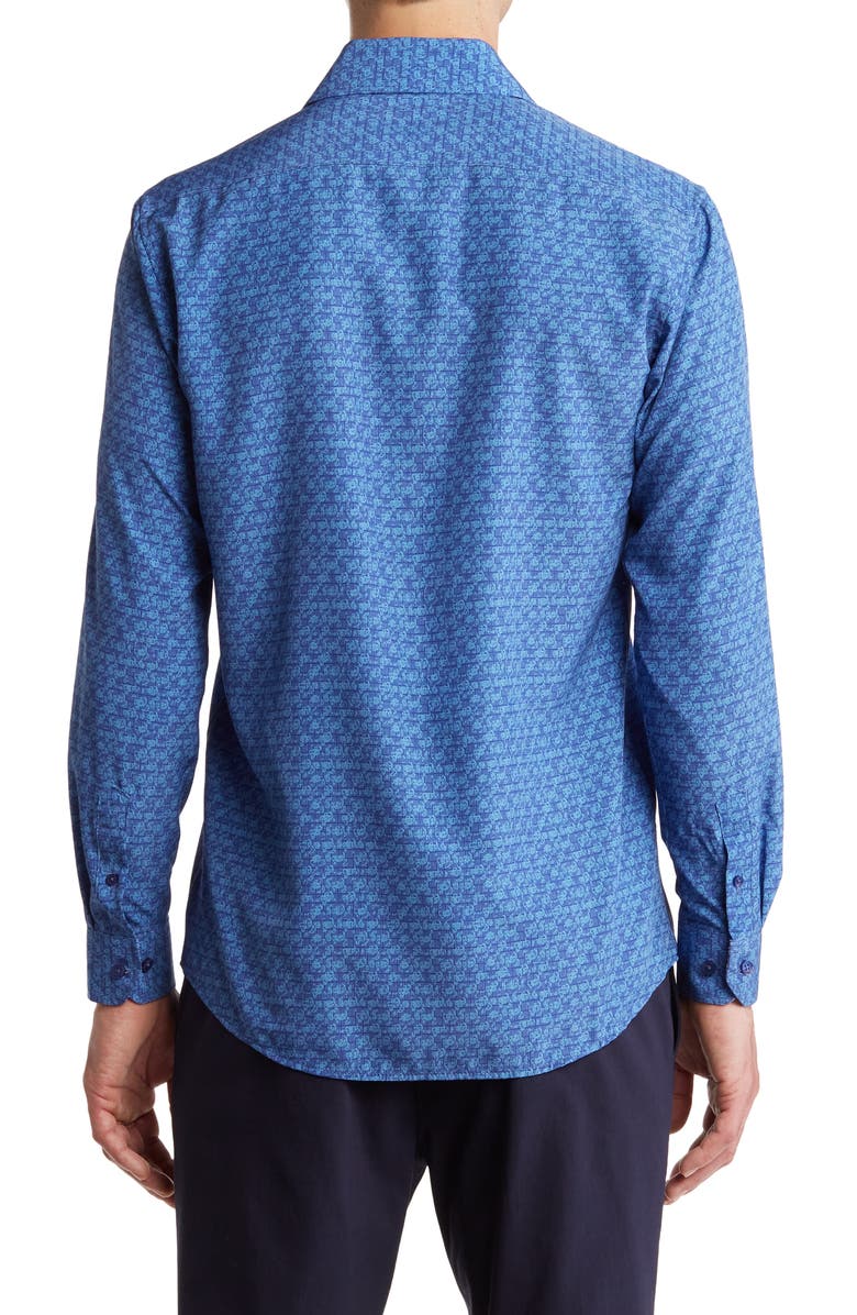 Azaro Uomo Patterned Long Sleeve Performance Button-Up Shirt, Alternate, color,