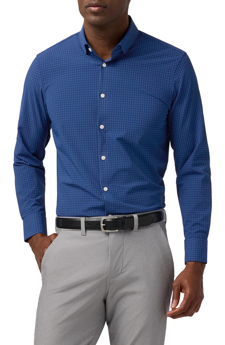 Mizzen+Main Leeward Trim Fit Midnight Navy Joel Plaid Button-Up Shirt, Main, color, Midnight Navy Joel Plaid