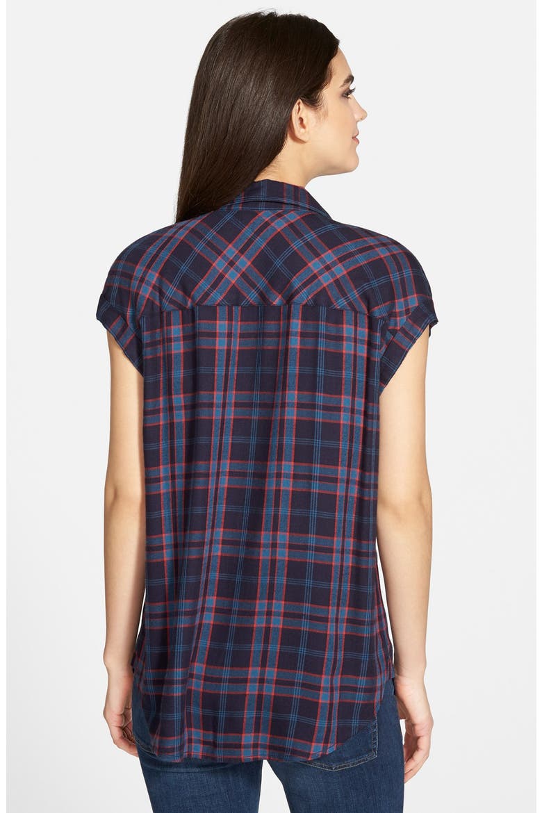 Treasure&Bond Drapey Plaid Shirt, Alternate, color, NAVY INDIGO TWIN SHIRTING