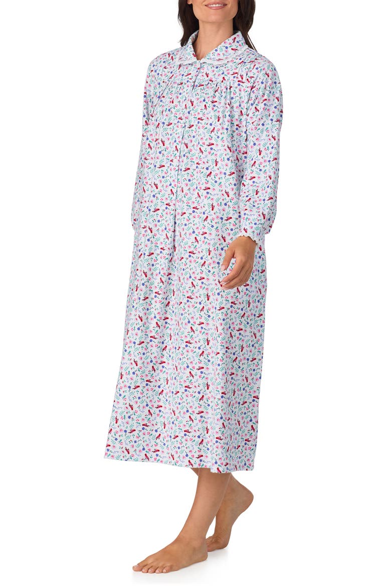 Cotton Flannel Ballet Nightgown, Alternate, color, WHT/PRT
