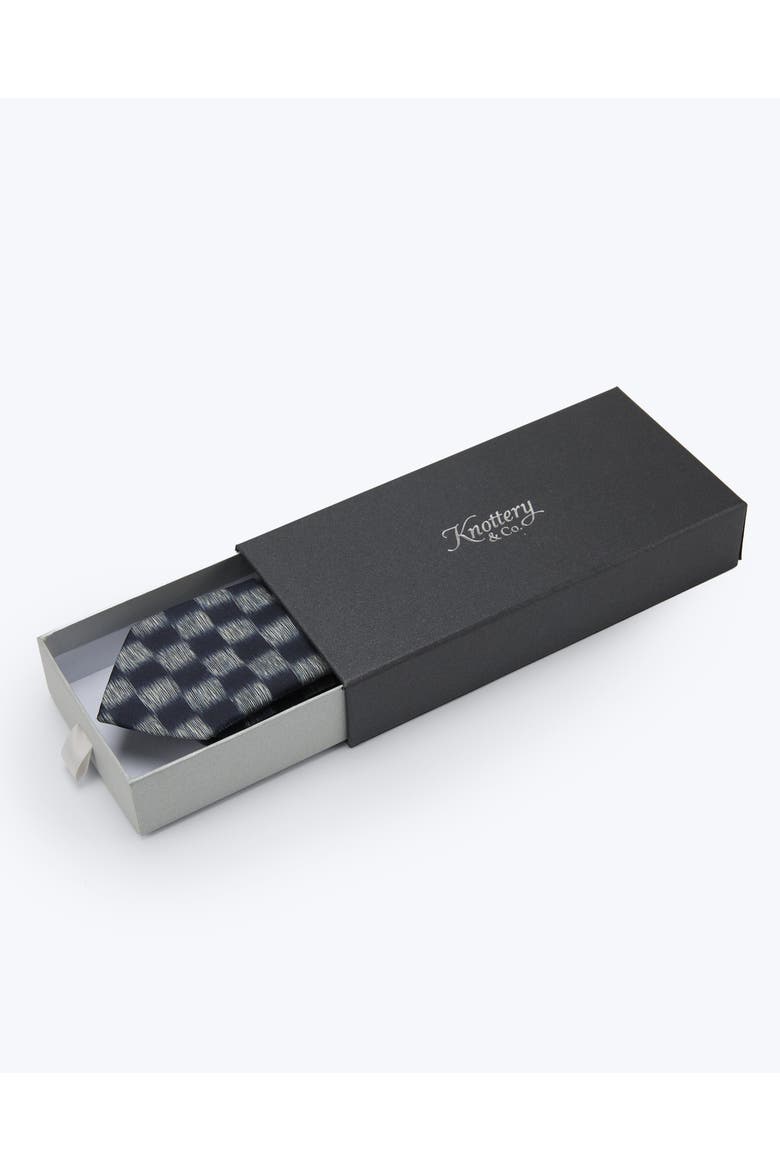 Shadow Check Printed Silk Tie, Alternate, color, Steel Blue