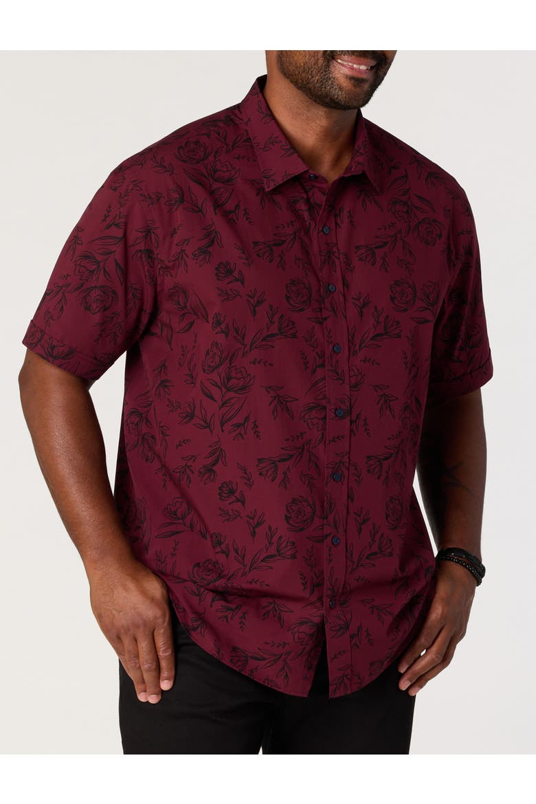 Big & Tall Tonal Floral Sport Shirt V4, Main, color, WINDSOR WINE