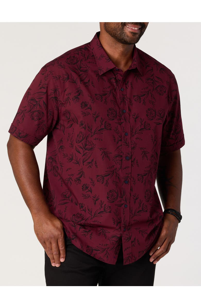 Synrgy by DXL Big & Tall Tonal Floral Sport Shirt V4, Main, color, Windsor Wine