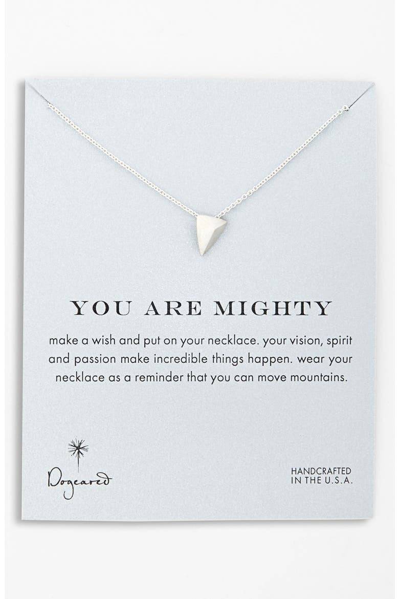 'Reminder - You Are Mighty' Pyramid Pendant Necklace, Main, color, STERLING SILVER