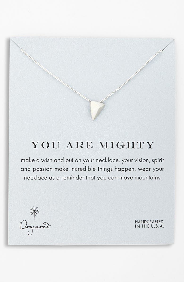 Dogeared 'Reminder - You Are Mighty' Pyramid Pendant Necklace, Main, color, 