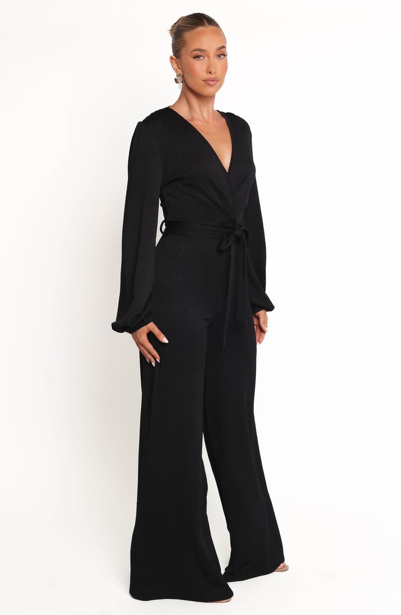 Petal & Pup Yelena Long Sleeve Wide Leg Jumpsuit, Alternate, color, Black