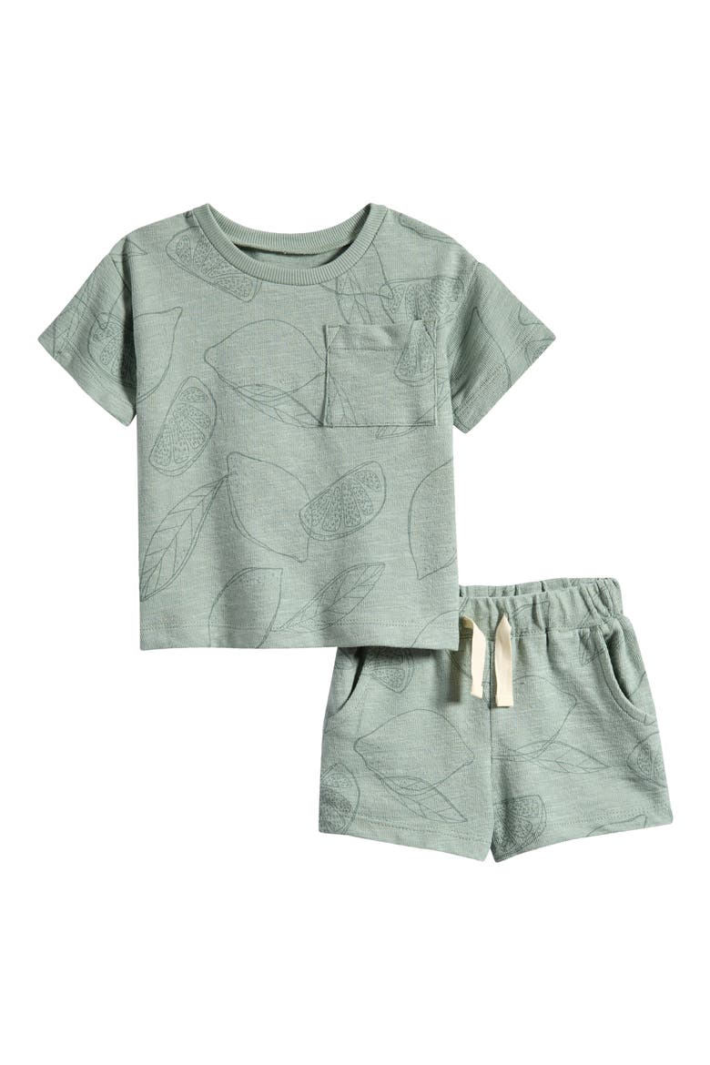 Knit Top & Shorts Set, Main, color, GREEN CITRUS