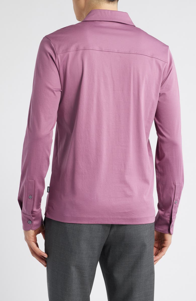 BOSS Pleins Long Sleeve Polo, Alternate, color, Bright Purple