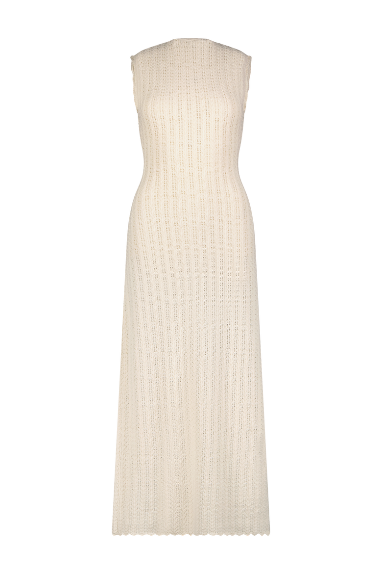 Pointelle Knit Scallop Edge Dress, Main, color, Cream