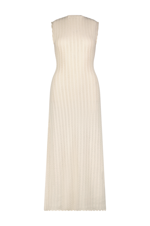Pointelle Knit Scallop Edge Dress