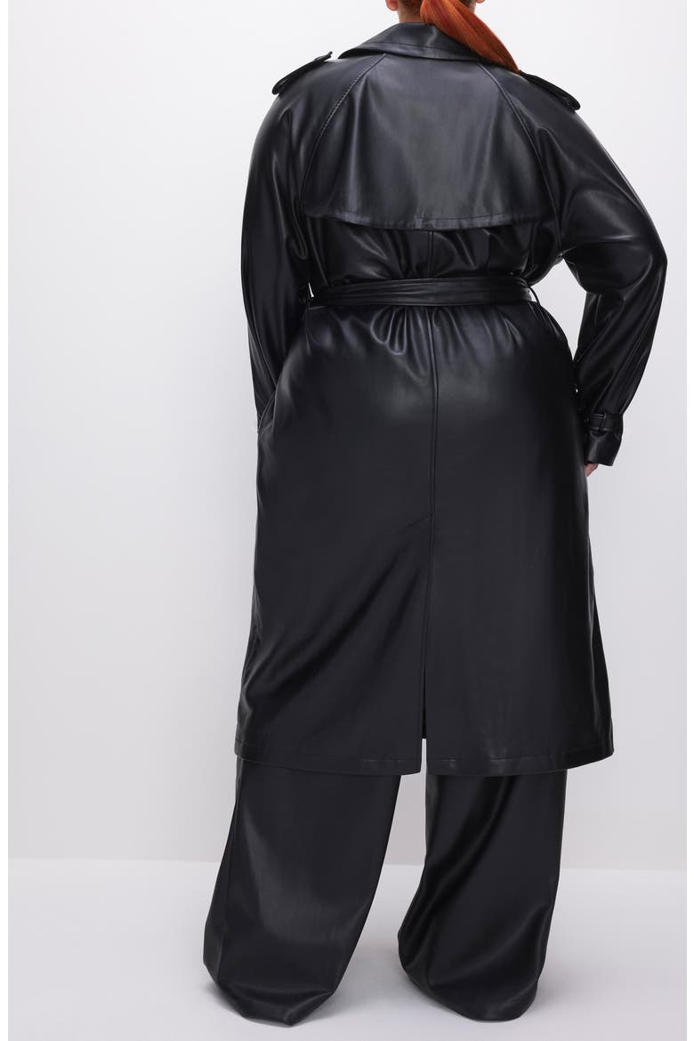 Chino Faux Leather Trench Coat, Alternate, color, BLACK001