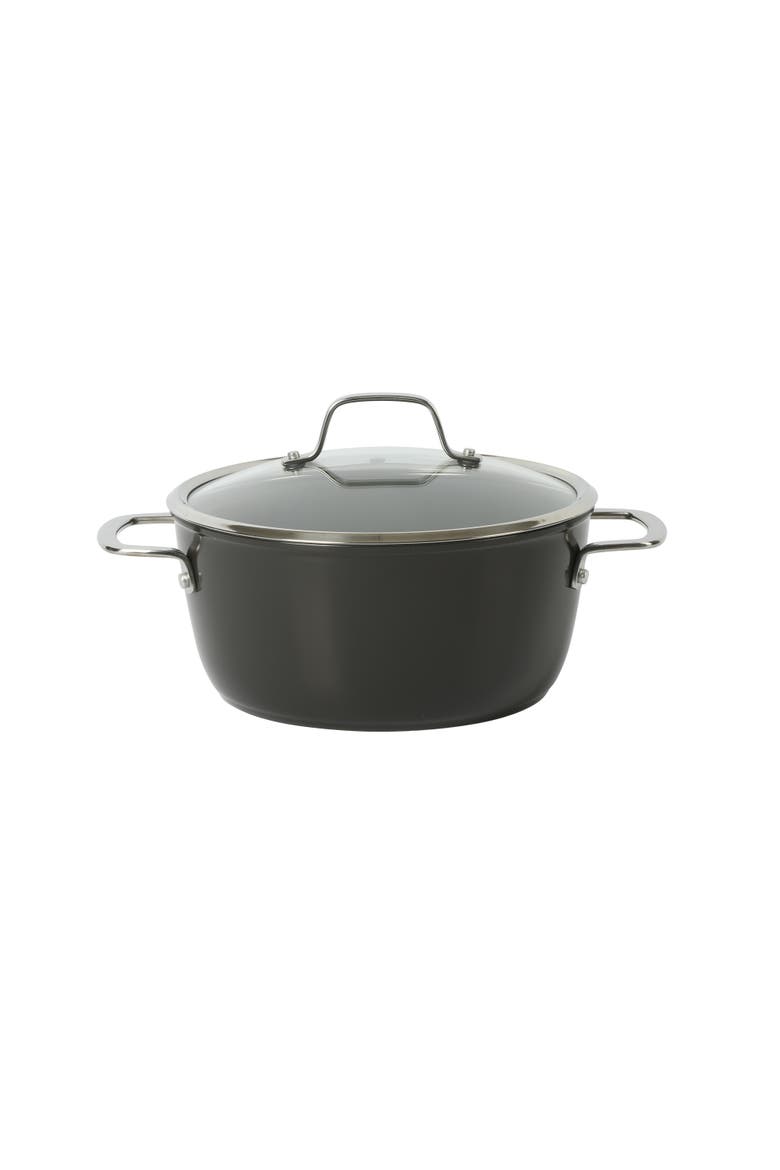 Titanium Ceramic Nonstick Forged Aluminum Cookware Pots & Pans Set with Tempered Glass Lids, Alternate, color, Black